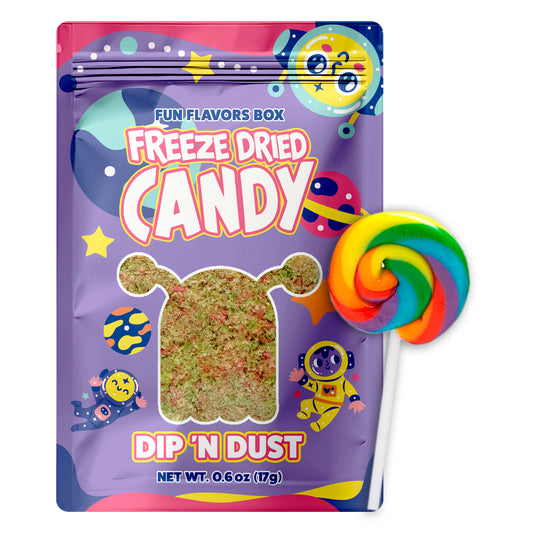 Freeze Dried Dip 'N Dust Lollipop Candy Dip, Unique, Exotic Crunch Snack 0.6 oz