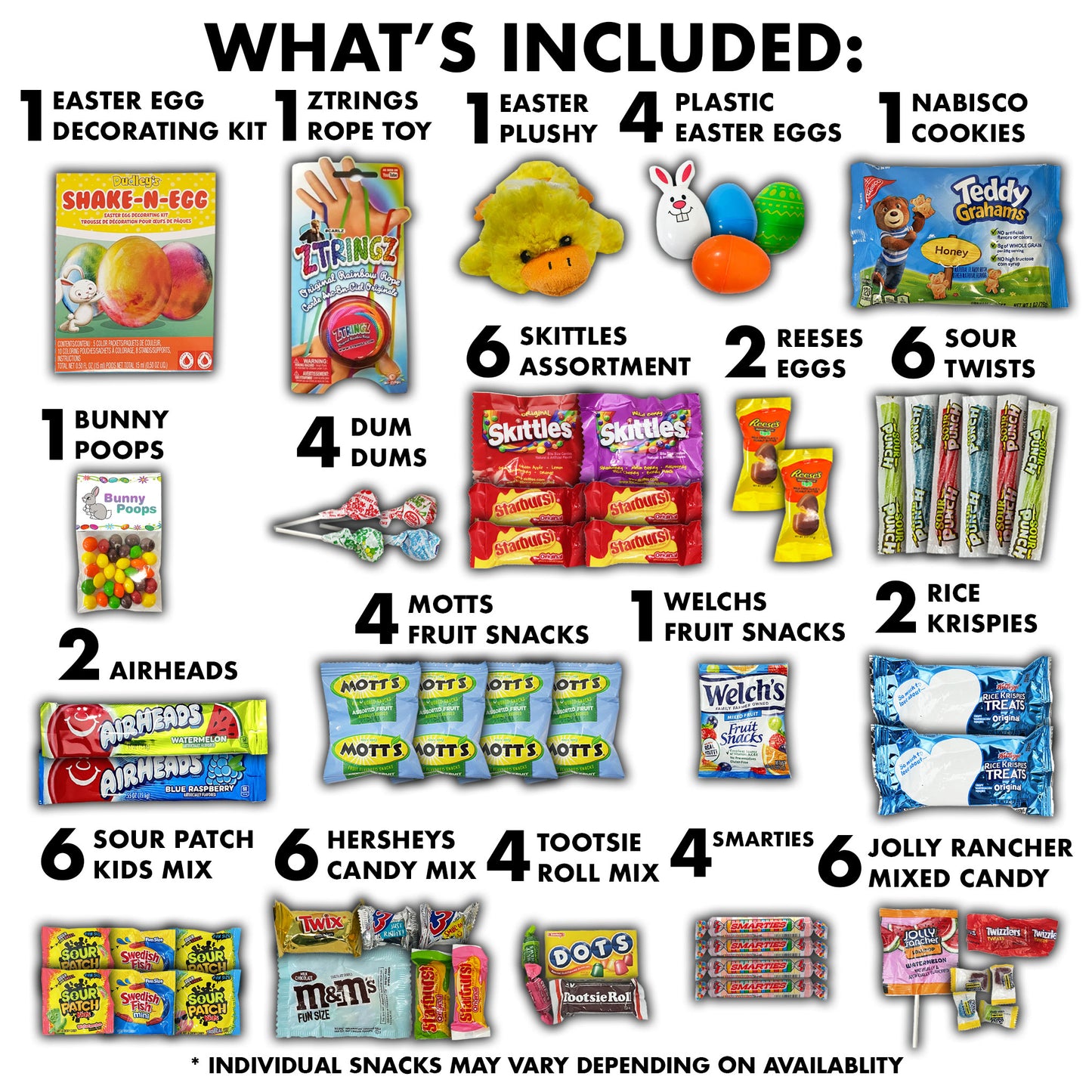 Easter Candy Basket Fillers Variety Pack Care Package Gift Box 60 Count