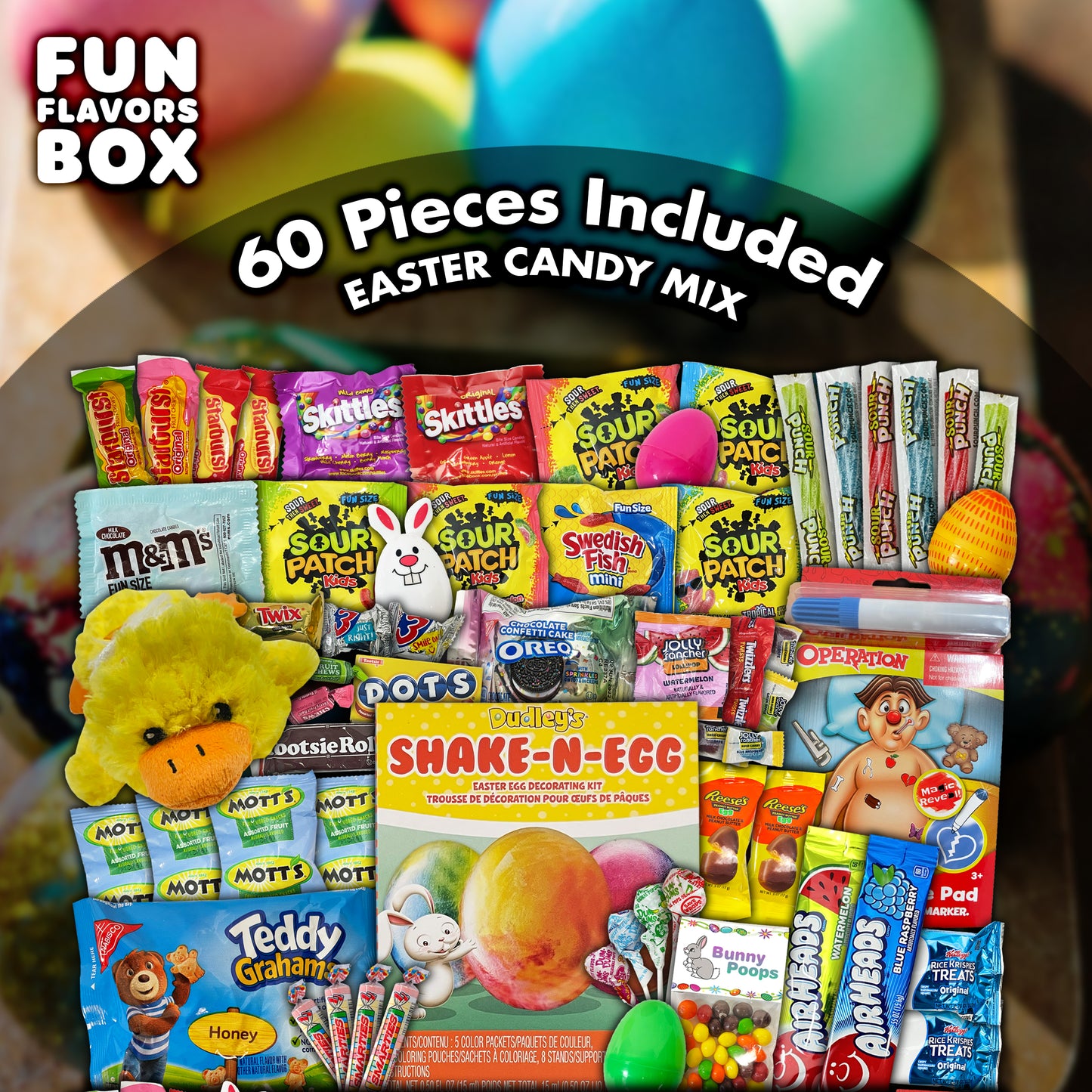 Easter Candy Basket Fillers Variety Pack Care Package Gift Box 60 Count