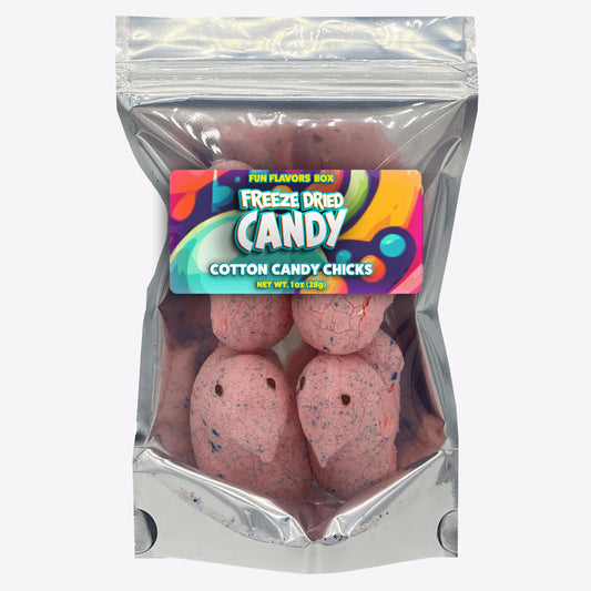 Freeze Dried Cotton Candy Marshmallow Chicks, Unique Crunch Snack Treats, 4 Count