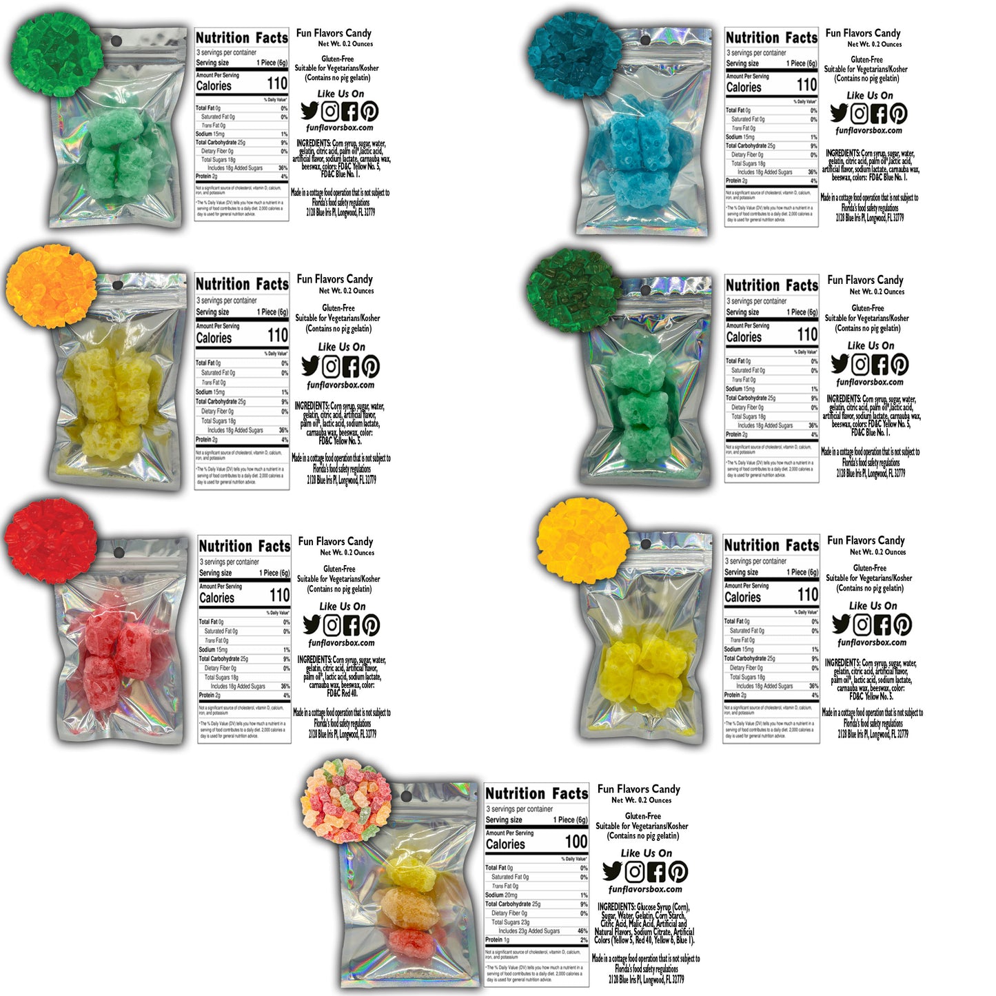 Gummy Bears Freeze Dried Candy Sampler Variety Pack Gift Box with Before and After Gummies