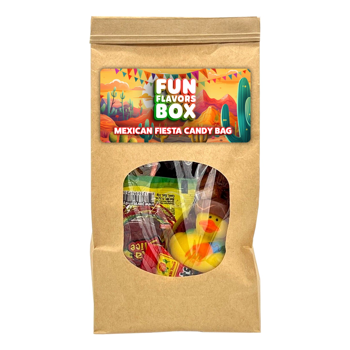 Cinco de Mayo Mexican Fiesta Candy Bag, Spicy, Sweet and Sour Treats with Mystery Rubber Duck