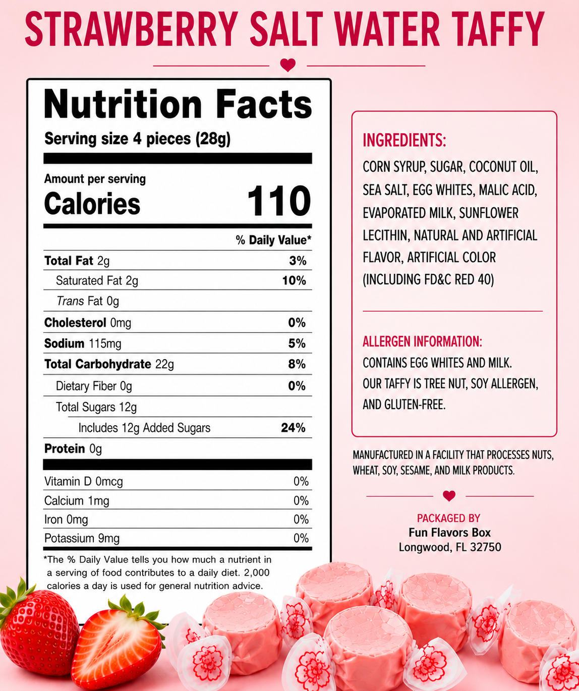 Strawberry Salt Water Taffy – 1.5 lb Bag