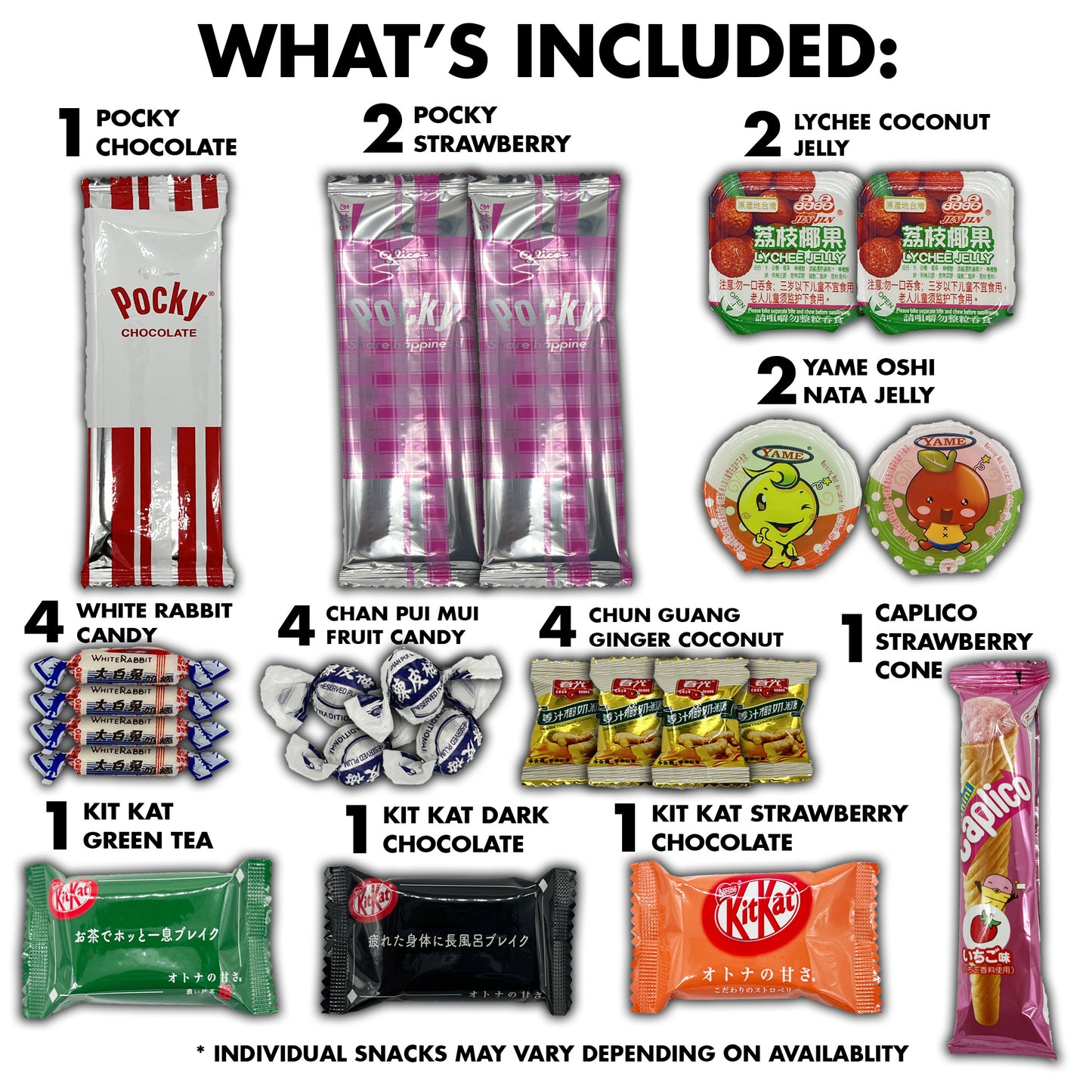 Favorites Asian Snacks Box 100 Count Variety Pack Care Package, Chinese, Korean, Japanese, Taiwanese, Philippines Exotic Candy Snack Gift Box