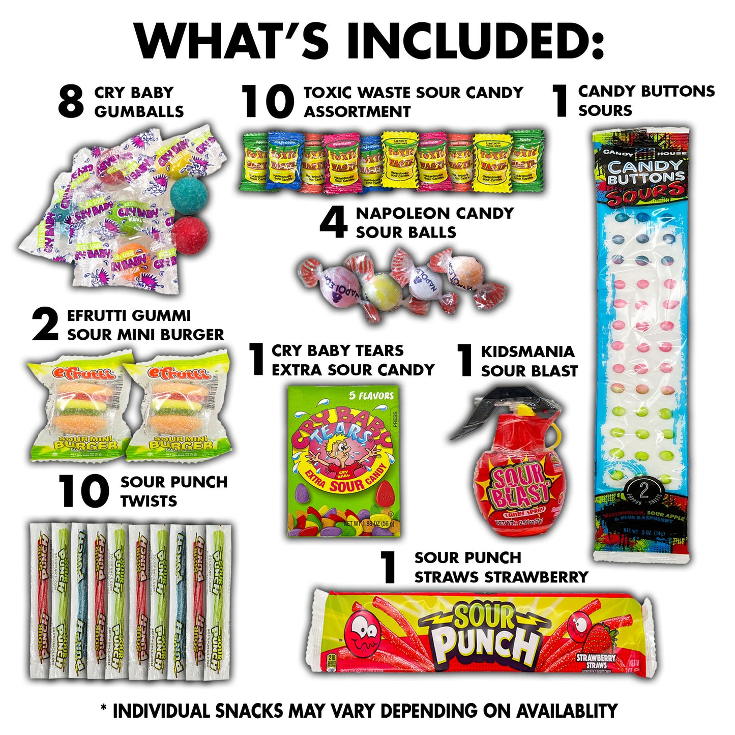 Sour Candy Gift Box Variety Pack 70 Count Care Package