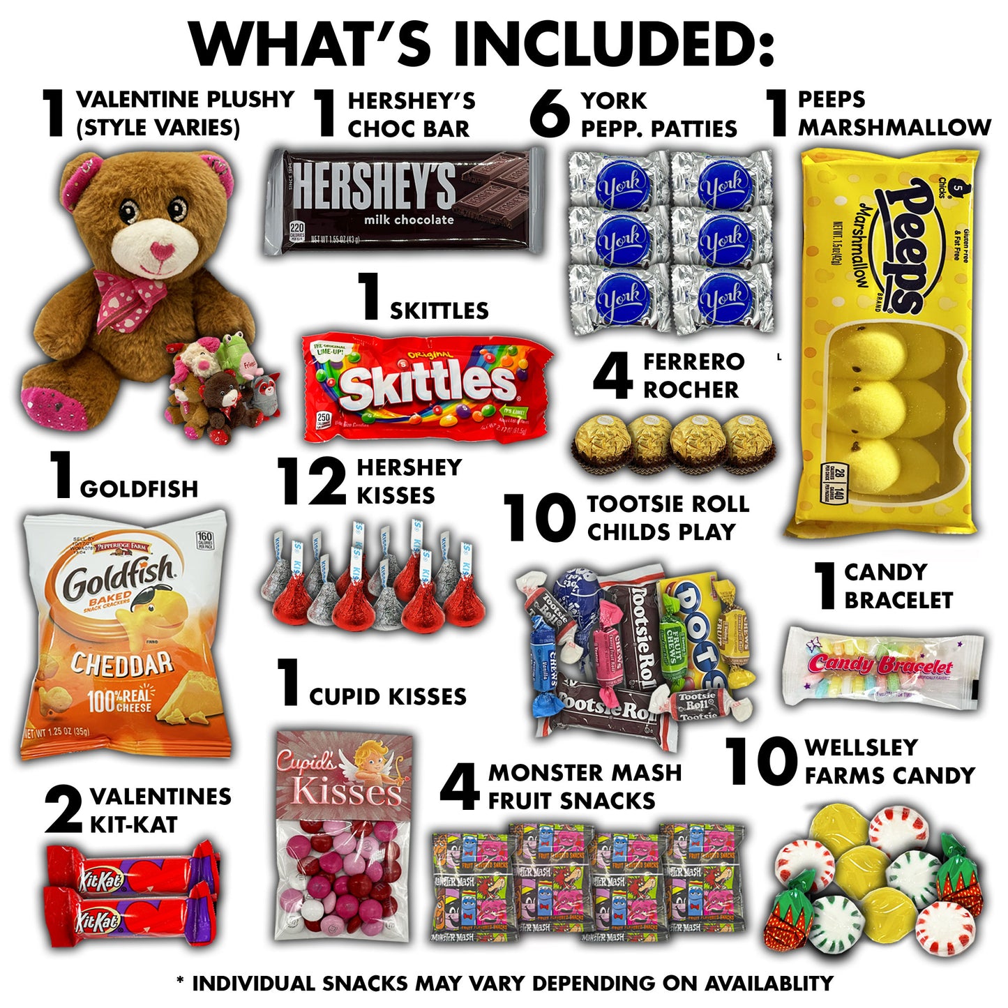 Valentine's Day Candy Snack Gift Box Valentines 110 Count Variety Care Package