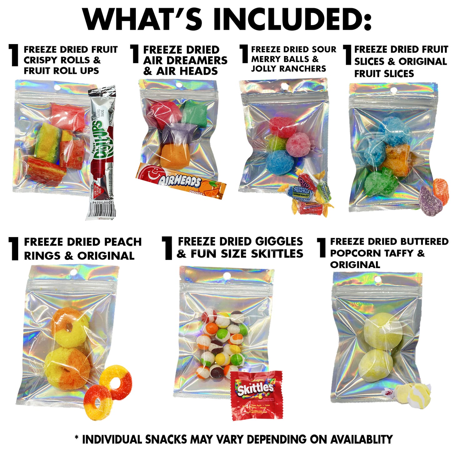 Freeze Dried Candy Sampler Variety Pack Gift Box- Crunchy and Airy or Chewy and Sticky- Taste the Transformation