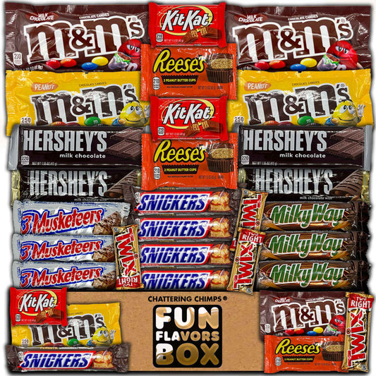 Chocolate Candy Bars Snack Box Variety Pack 25 Count Care Package