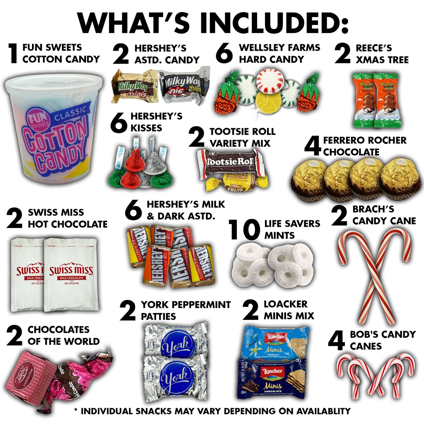 Christmas Gift Box Care Package 50 Count Variety Pack of Sweet Treats Snack Box Sampler