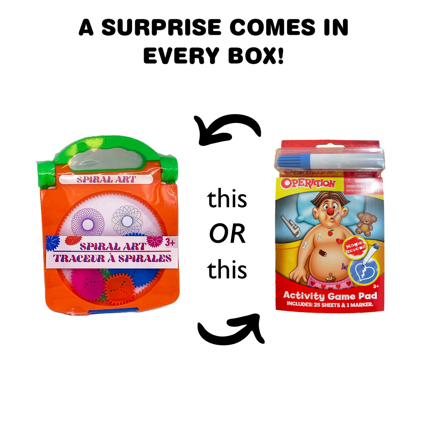 A surprise activity game comes in each Easter basket gift box