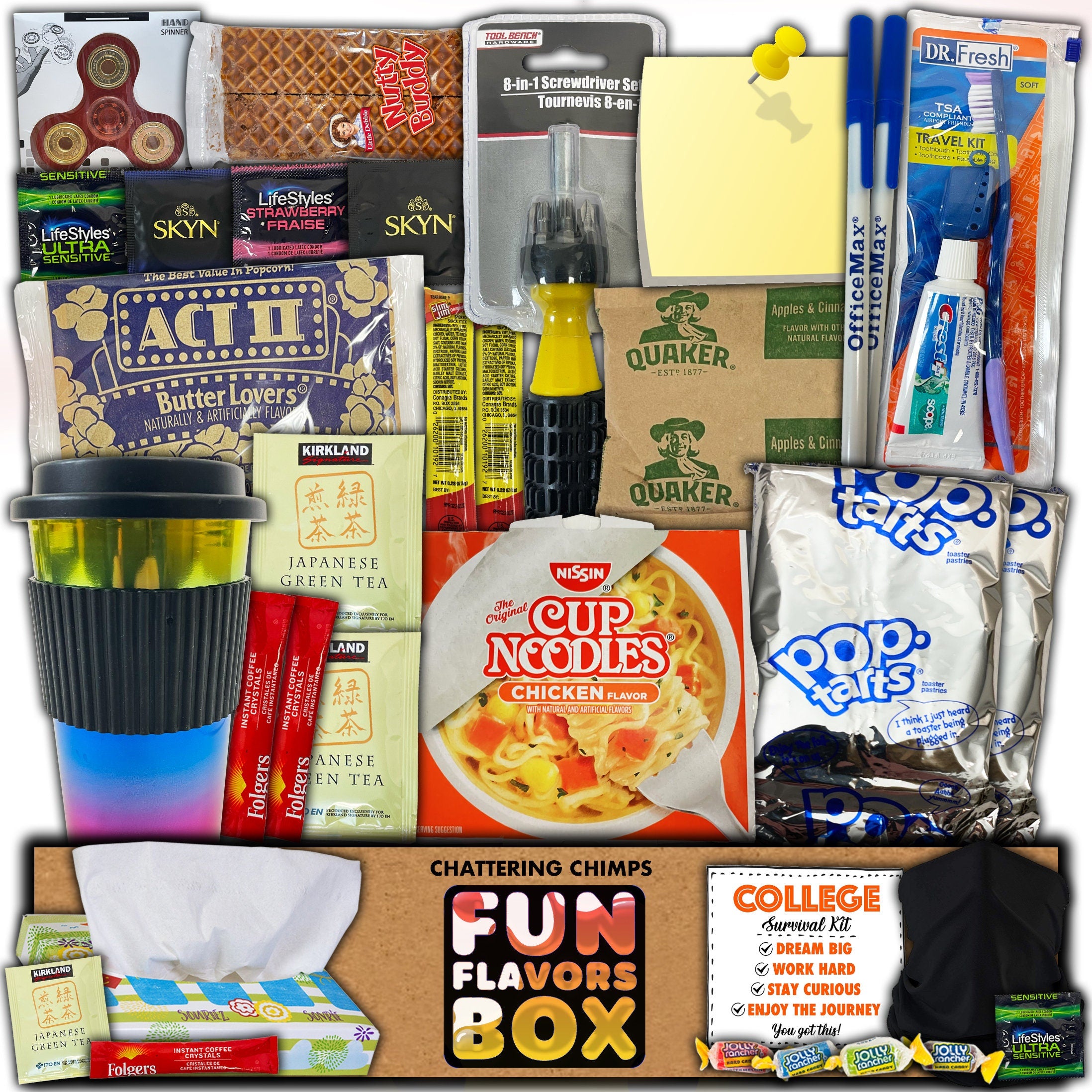 Fun Flavors Box Junk Drawer College Survival Care Package Gift Box, Size: One Size