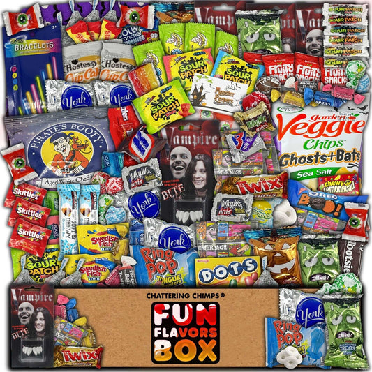 Halloween Snack Candy Gift Box Variety Pack 100 Count Trick or Treat Care Package