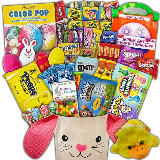 Pink Easter Gift Basket Fillers 50 Count Variety Pack Snack Care Package