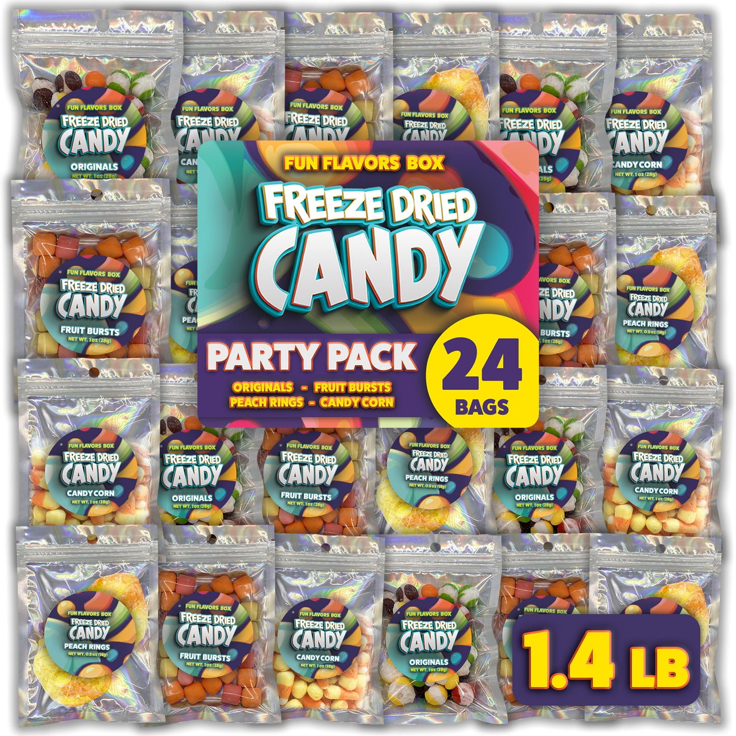 Freeze Dried Candy 24 Count Variety Party Pack Bulk Halloween Crunch Candy Mix