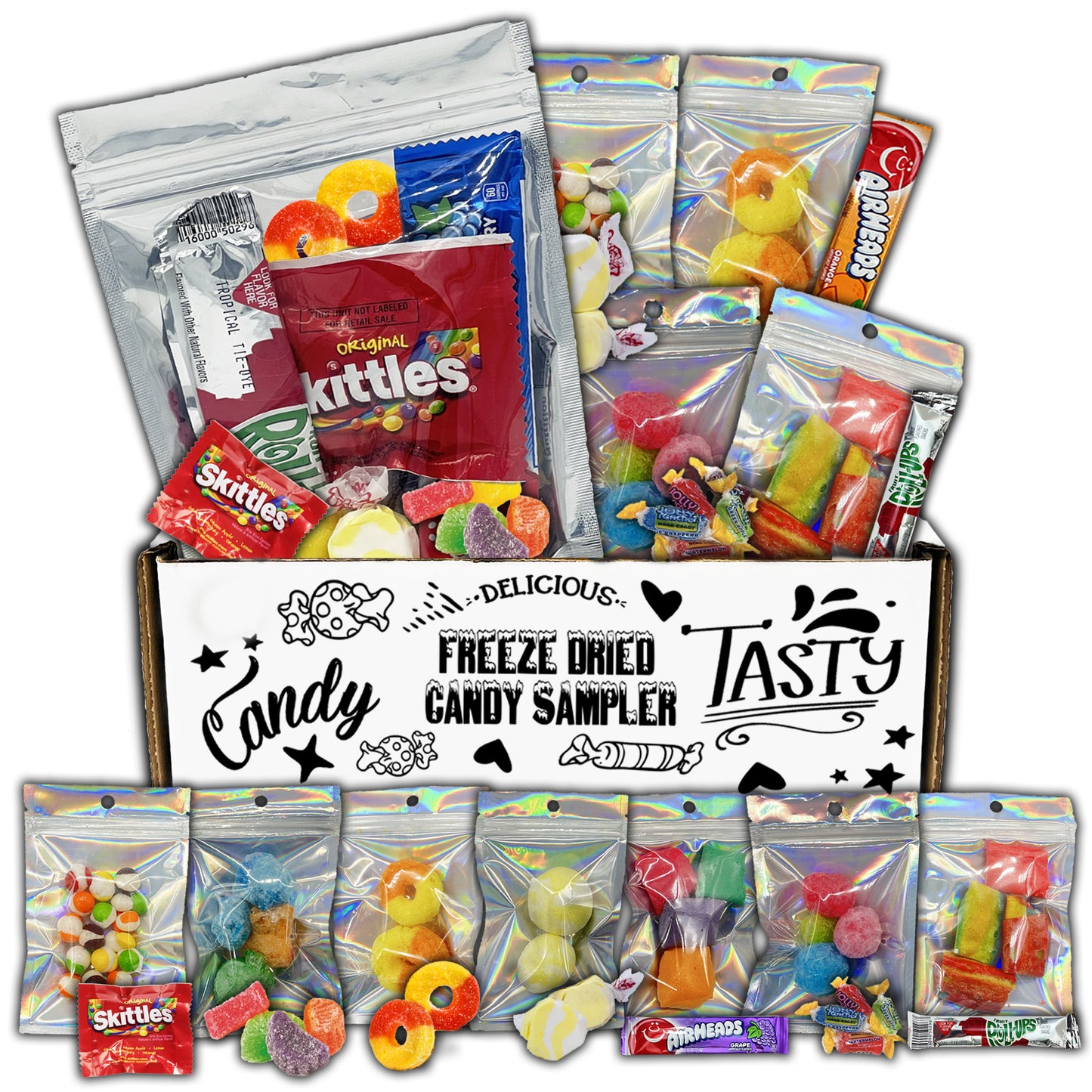 Freeze Dried Candy Sampler Variety Pack Gift Box- Crunchy and Airy or Chewy and Sticky- Taste the Transformation