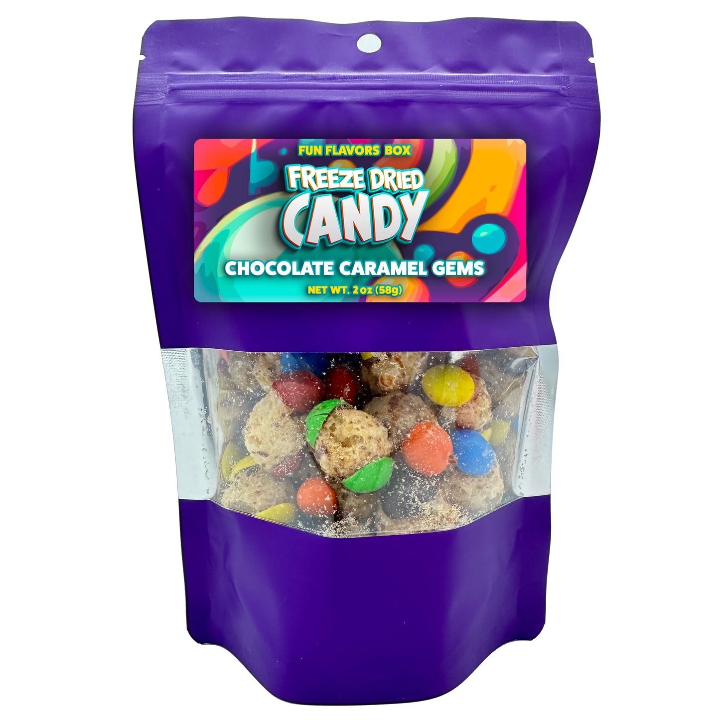 Freeze Dried Candy Chocolate Caramel Gems Sweet Crunchy Treats 2 oz