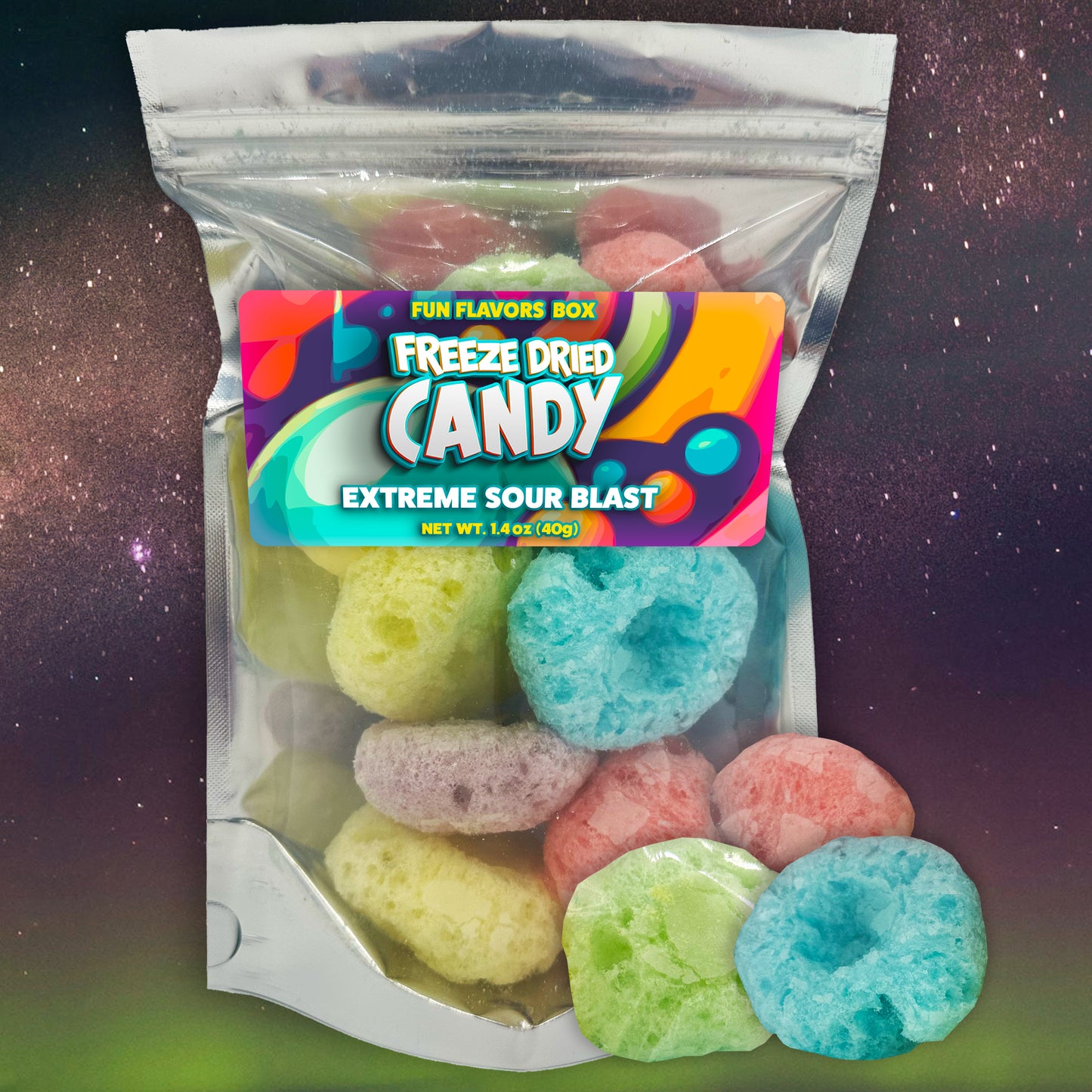 Freeze Dried Candy Extreme Sour Blast Intense Flavor Crunchy Treats 1.4 oz