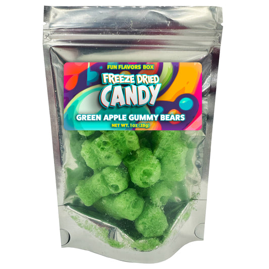 Freeze Dried Candy Green Apple Gummy Bears Crunchy Treats 1 oz