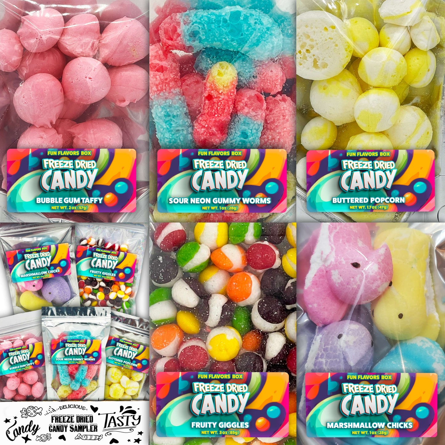 Freeze Dried Candy Fan Favorites 5 Count Variety Care Package Gift Box Bundle