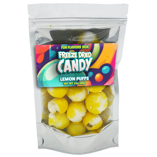 Freeze Dried Candy Sour Lemon Puffs Variety Pack Crunch Snack Treats, 3 oz