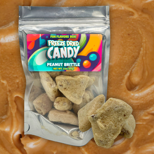 Freeze Dried Candy Peanut Brittle Crunchy Treats Space Snacks Theme Party Favor Gift Idea, 2 oz
