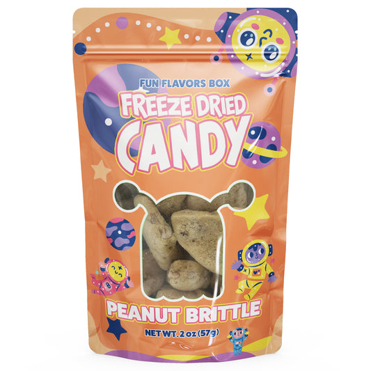 Freeze Dried Candy Peanut Brittle Crunchy Treats Space Snacks Theme Party Favor Gift Idea, 2 oz