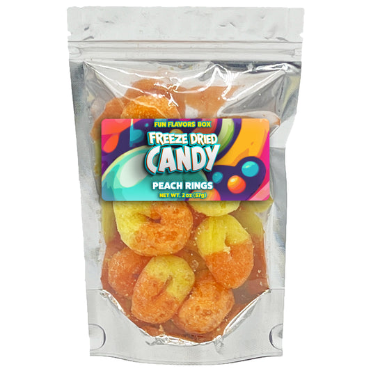 Freeze Dried Candy Peach Rings Crispy Treats, 2 oz Crunchy Candy Snack – Space Theme Party Favor Gift Idea