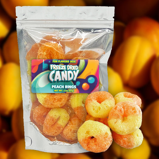 Freeze Dried Candy Peach Rings Crispy Treats, 1.3 oz Crunchy Candy Snack – Space Theme Party Favor Gift Idea