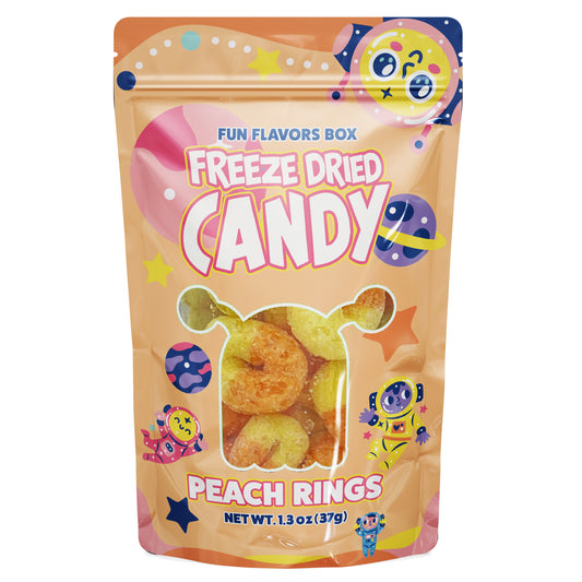 Freeze Dried Candy Peach Rings Crispy Treats, 1.3 oz Crunchy Candy Snack – Space Theme Party Favor Gift Idea
