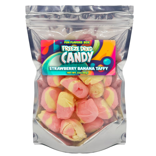 Freeze Dried Candy Strawberry Banana Taffy Crunch Treats, 2 oz