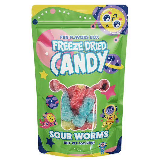 Freeze Dried Candy Sour Gummy Worms Variety Pack 1 oz