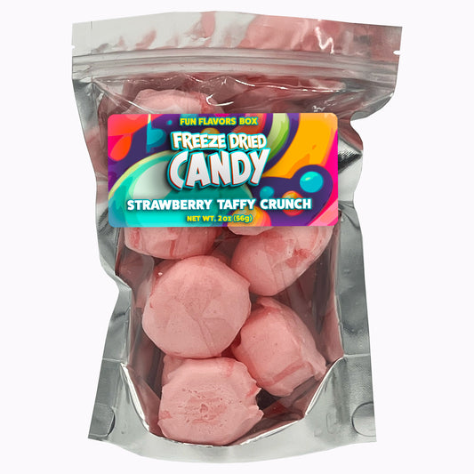 Freeze Dried Candy Strawberry Taffy, Unique Exotic Crunch Snack Treats, Party Favor Gift Idea, 2 oz