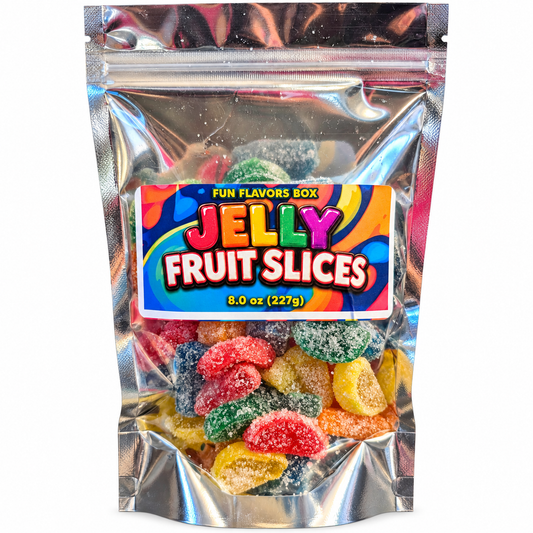 Jelly Fruit Slices Sugar Gummies Assorted Fruit Chewy Candy Bag 8 oz