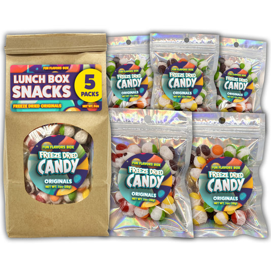 Freeze Dried Candy Lunch Bag with 5 x 1 oz Originals Variety Packs Crunch Treats