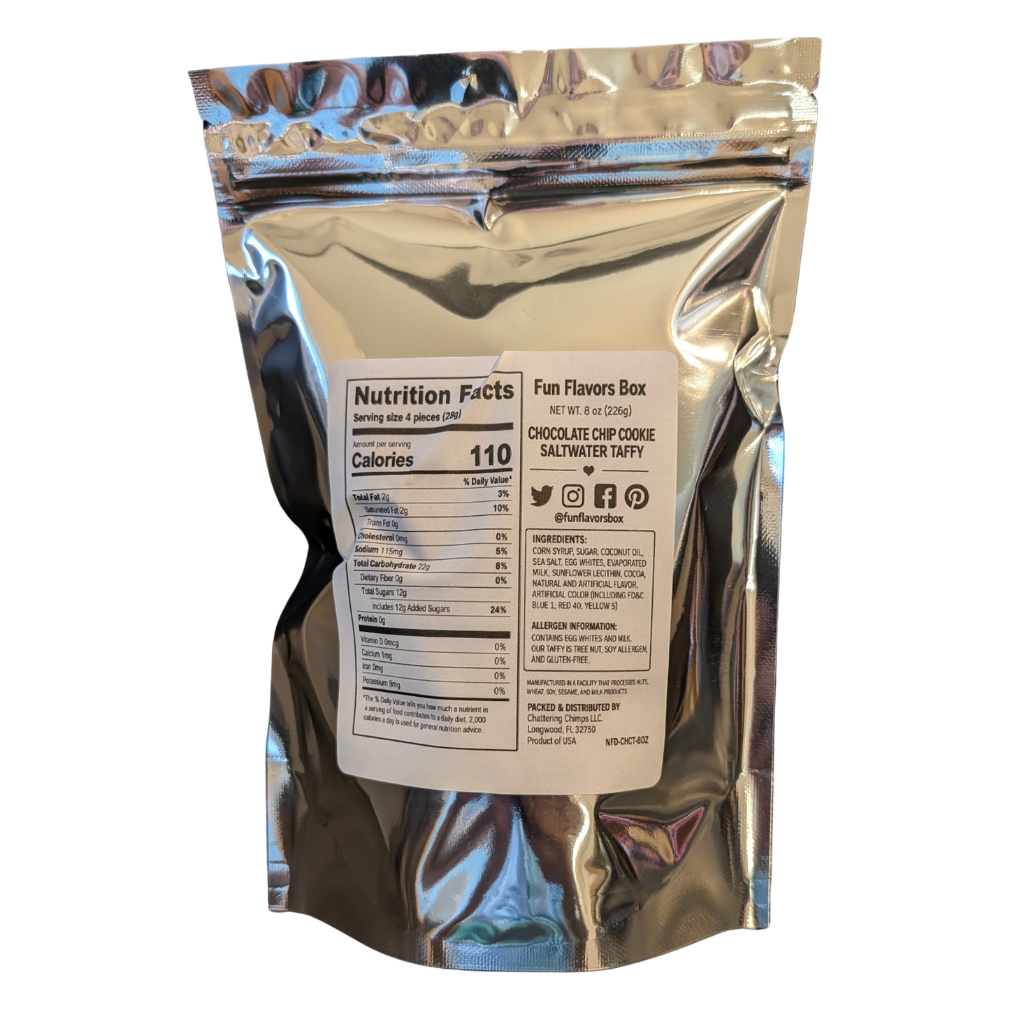 Chocolate Chip Cookie Saltwater Taffy Candy 8 oz