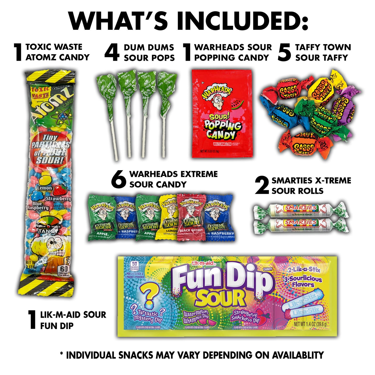 Sour Candy Gift Box Variety Pack 70 Count Care Package