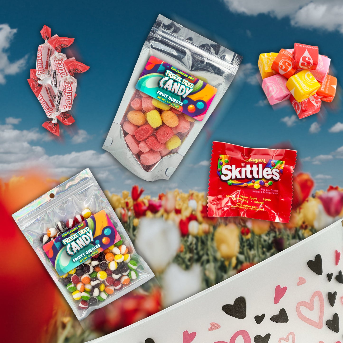 Valentine's Freeze-Dried Candy Gift Basket - 16 Count Variety Pack Care Package