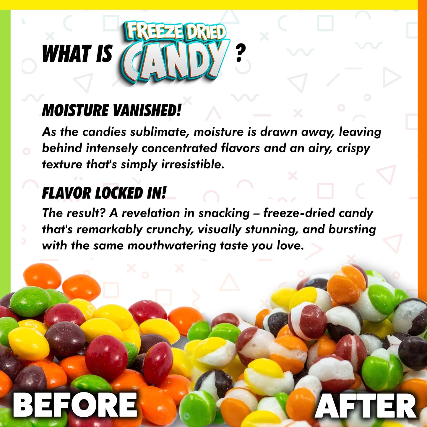 Freeze Dried Candy Fruity Sugar Free Gummy Bear Variety Pack Crunch Treats, 2 oz