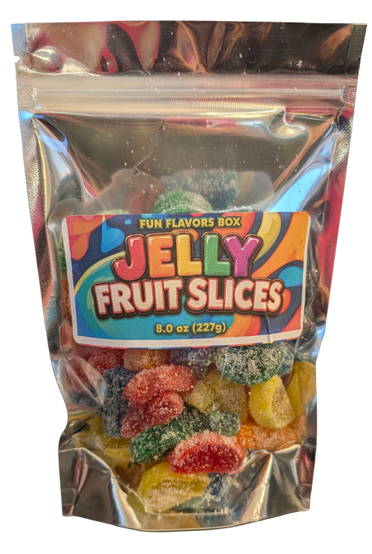 Jelly Fruit Slices Sugar Gummies Assorted Fruit Chewy Candy Bag 8 oz