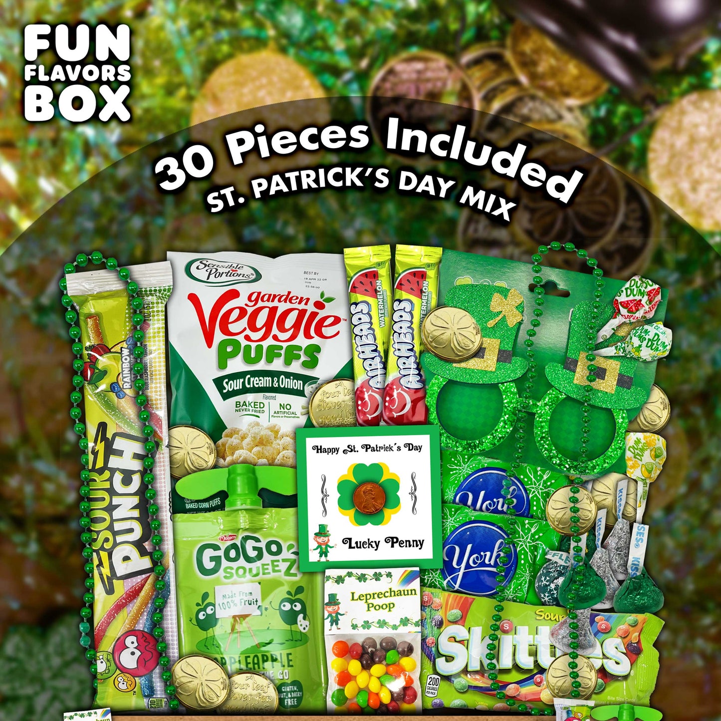 St Patrick’s Day Variety Pack Gift Basket Care Package Lucky Penny Gift Box