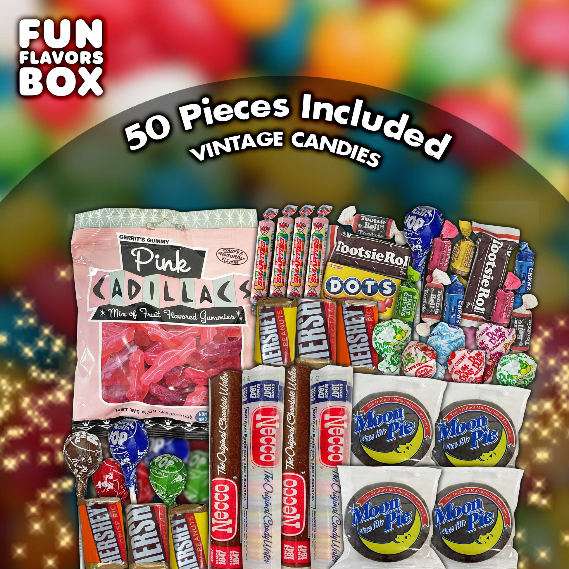 50 vintage candy pieces included in this Fun Flavors Box 