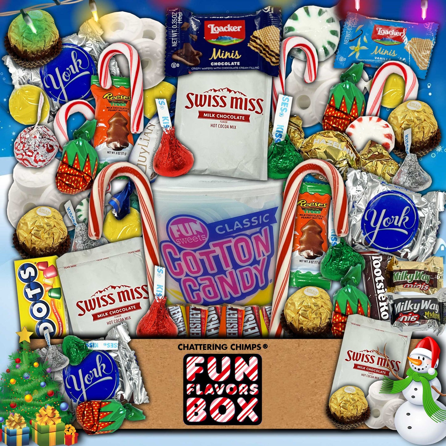 Christmas Gift Box Care Package 50 Count Variety Pack of Sweet Treats Snack Box Sampler
