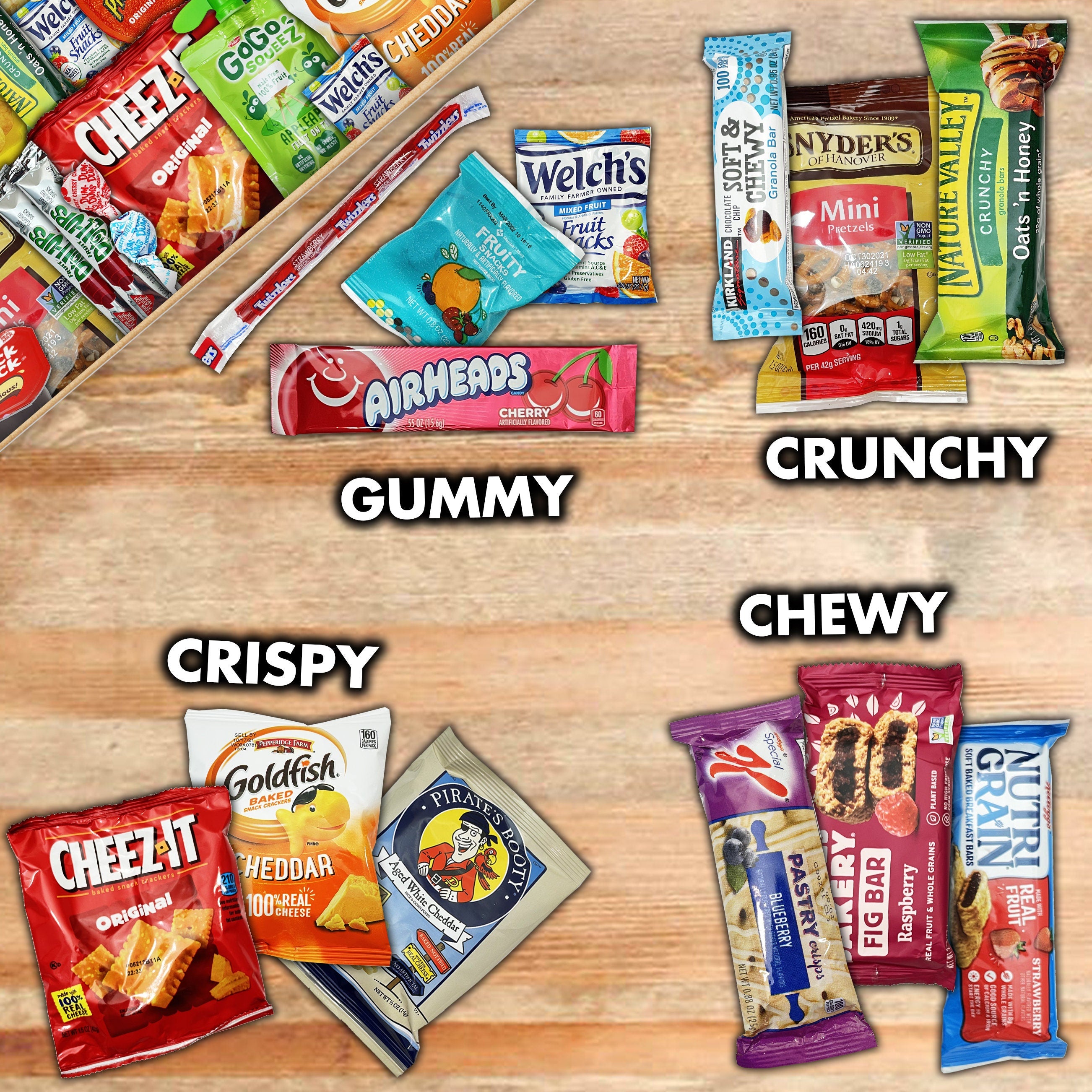 Deluxe Healthy Nut Free Snack Gift Box 45 Count Snack Care Package Emp ...